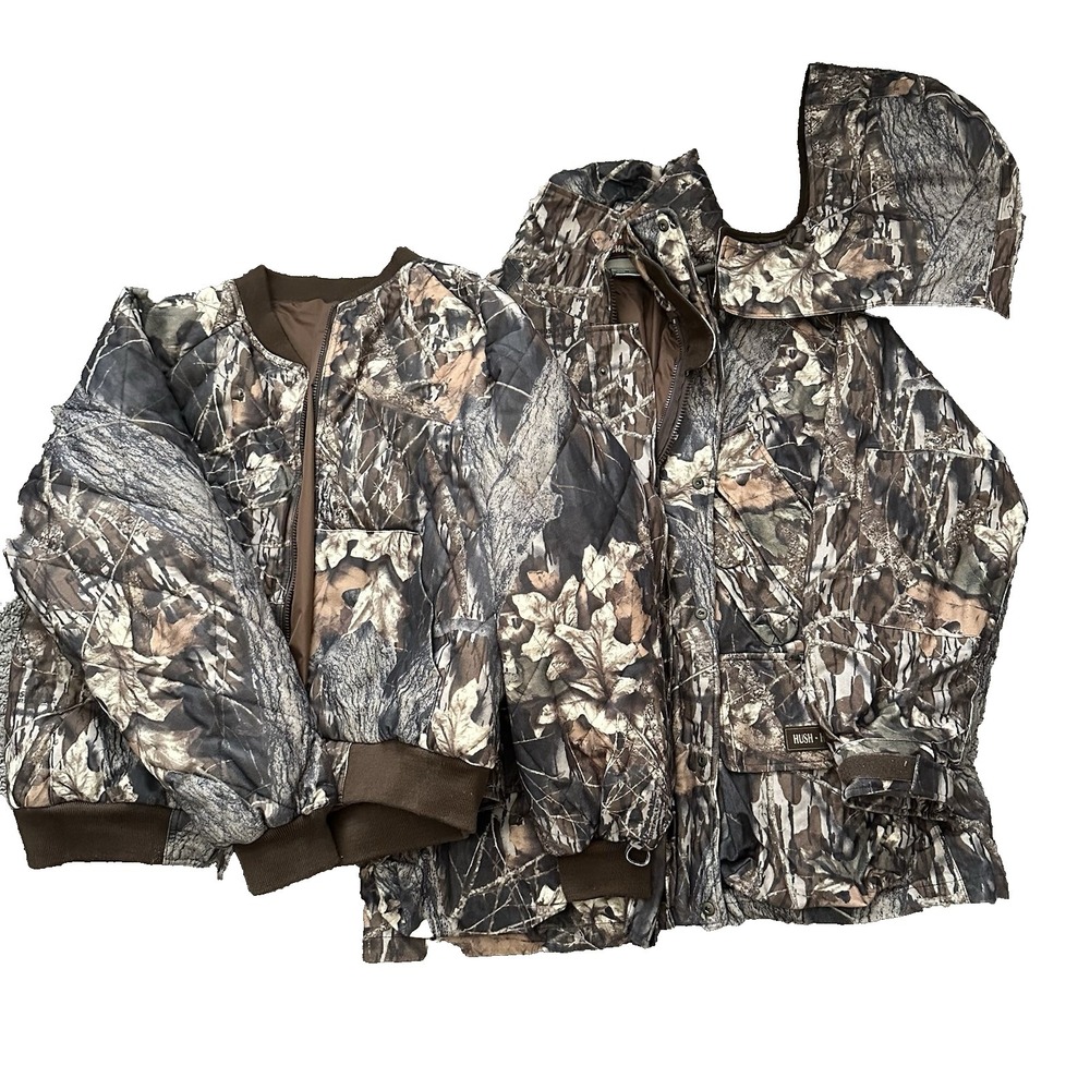 Gamehide Hush Hide Hunting Camouflage Jacket Men's Large 3 in‎ 1 Removable Hood